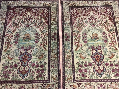 Antique Persian Isfahan pair 2.05m x 1.40m each